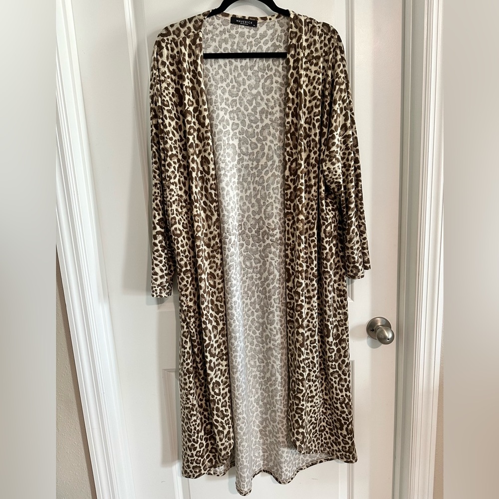 Leopard Print Long Kimono Maverick The‎ Collection XL in EUC!